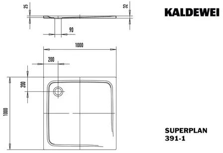 Sprchová vanička KALDEWEI SUPERPLAN PLUS 1000 x 1000 x 25 mm alpská biela Hladké 447000010001
