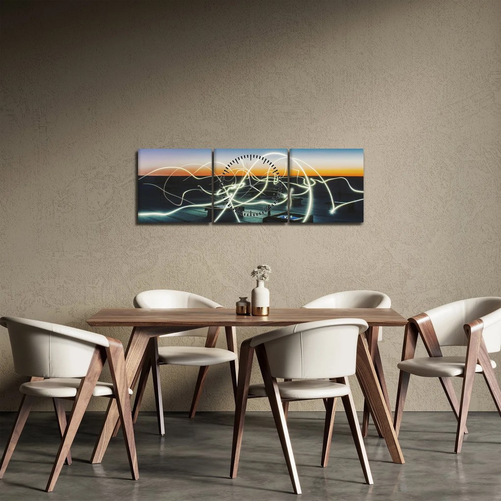 Obraz - pohľad na oblohu zo strechy (s hodinami) (90x30 cm)
