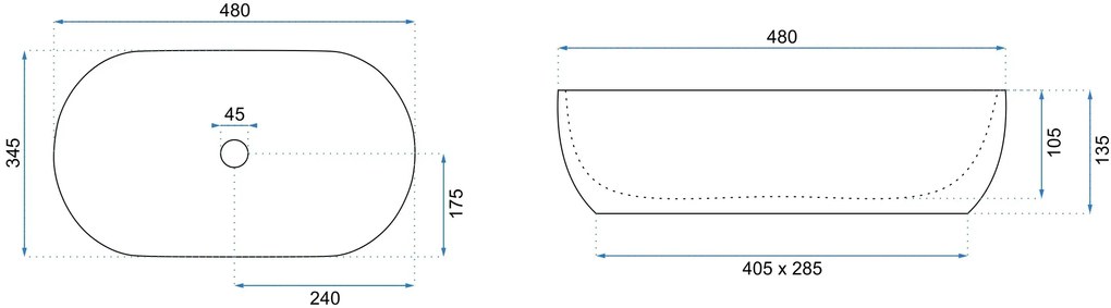 Rea Amelia, umývadlo na dosku 480x345x135 mm, imitácia kameňa, REA-U8489