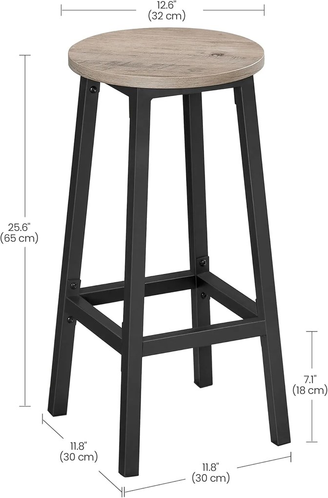 Sada 2 ks barových židlí Vasagle Blumo hnědá/černá