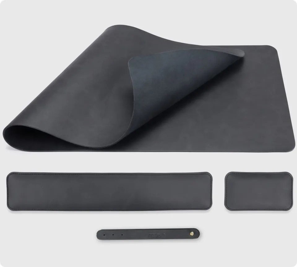 Podložka na stôl 80 × 40 cm s opierkami zápästia – 3-dielna sada - čierna