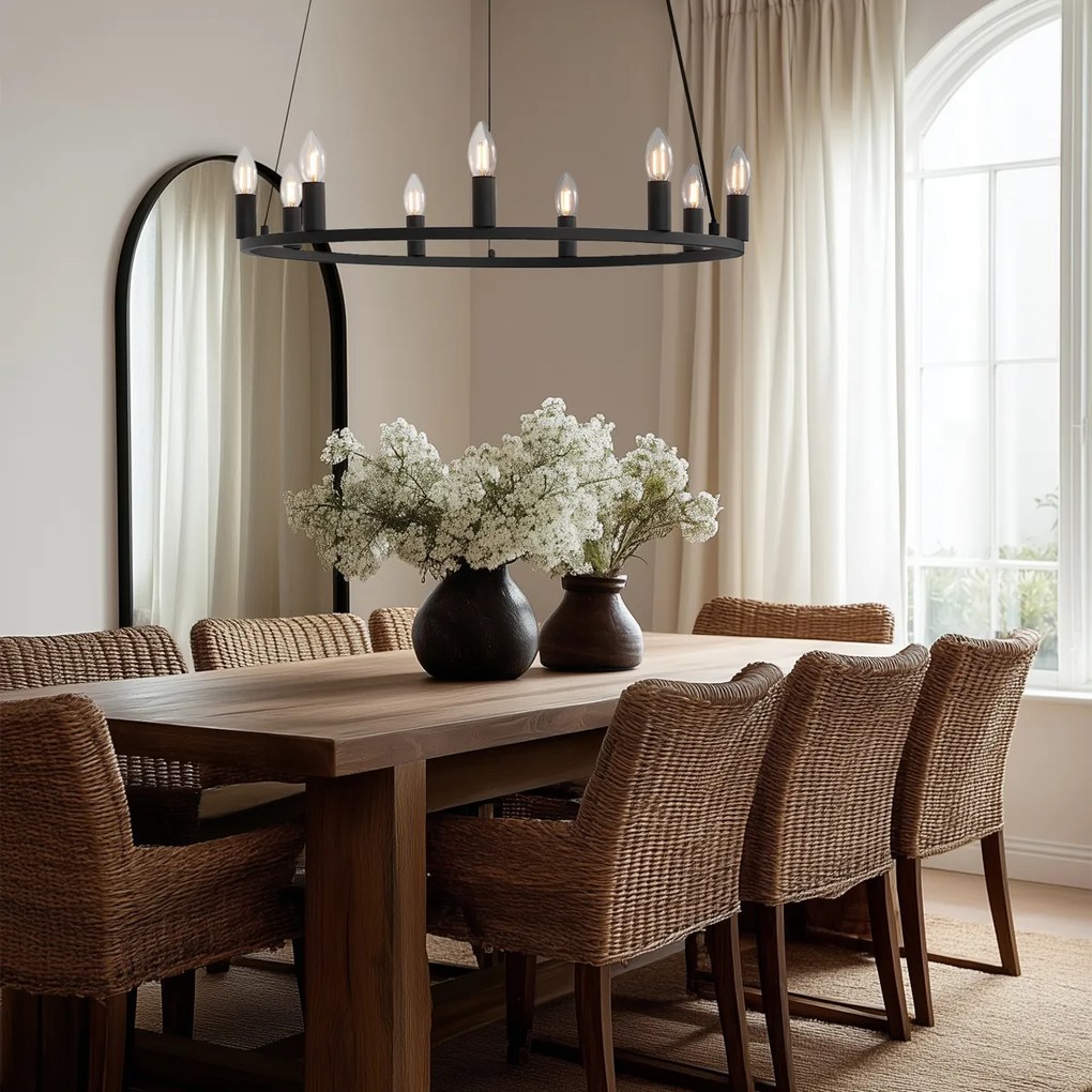 Smart hanglamp zwart 9-lichts incl. Wifi C35 - Knight