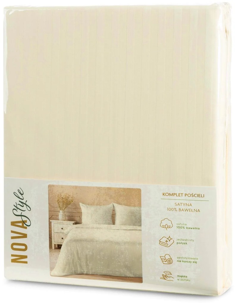SATÉNOVÉ OBLIEČKY VERA 200X220 CM, 2 KS 70X80 CM KRÉMOVÉ
