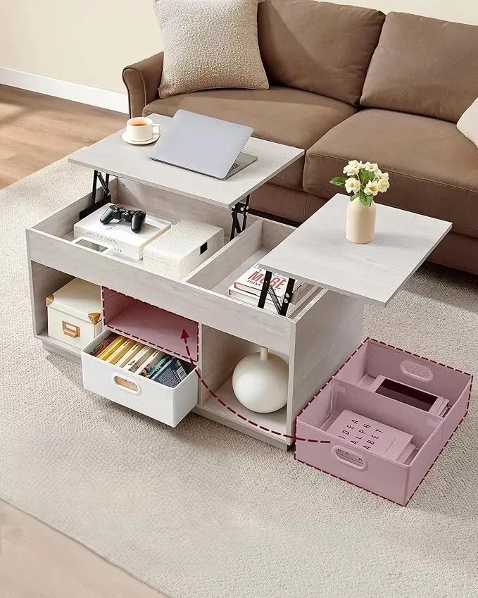 Konferenční stolek Vasagle Uma s výsuvnou deskou 100 cm béžový