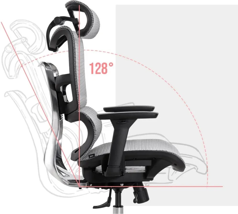 Ergonomická sieťovaná kancelárska stolička MOSH Airflow 690 – čierno-biela