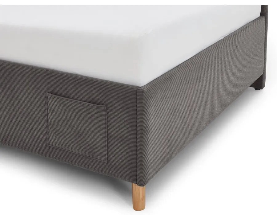 Antracitová čalúnená rohová detská posteľ s úložným priestorom s roštom 90x200 cm Cool – Meise Möbel