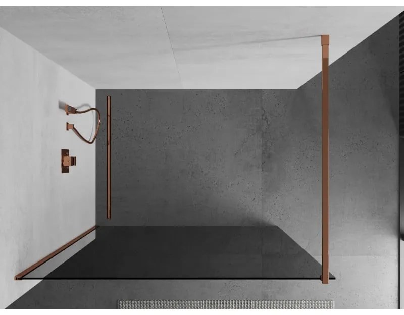Mexen Kioto, sprchová zástena 80x200 cm, 8mm šedé sklo, profil ružové zlato, 800-080-101-60-40