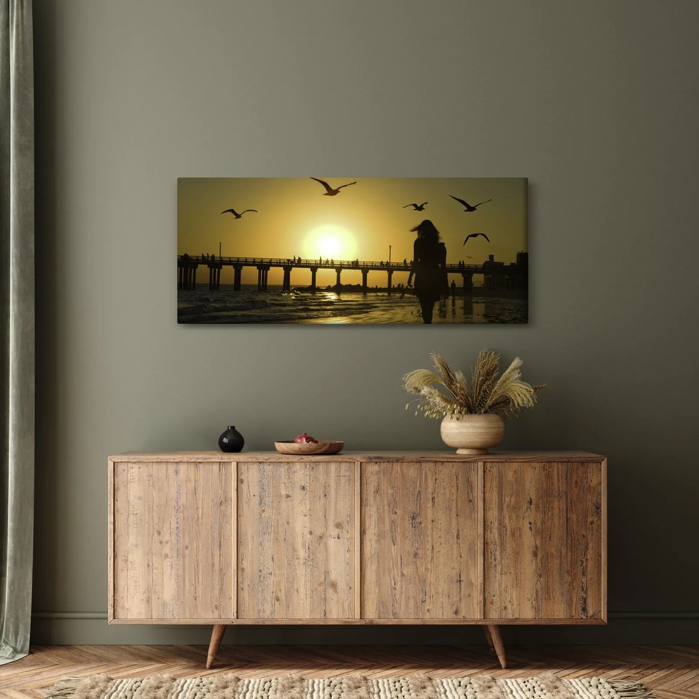 Obraz - Prechádzka po pláži (120x50 cm)