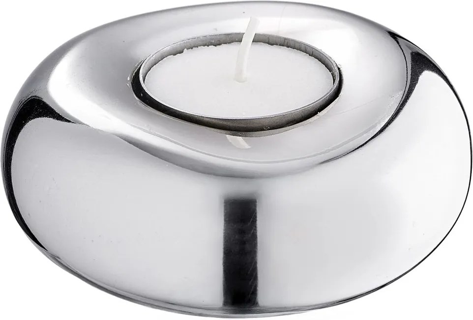 CHROME Svietnik na čajovú sviečku 9 cm - strieborná