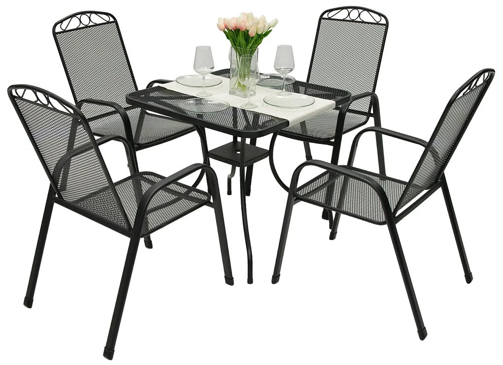 Kovová zostava CALGARY 1+4 (80x80 cm)