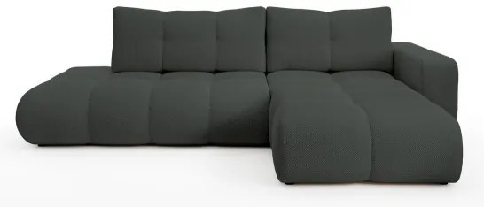 Rozkladacia rohová čalúnená sedacia súprava s úložným priestorom do tvaru L ALMADA pravá antracitová