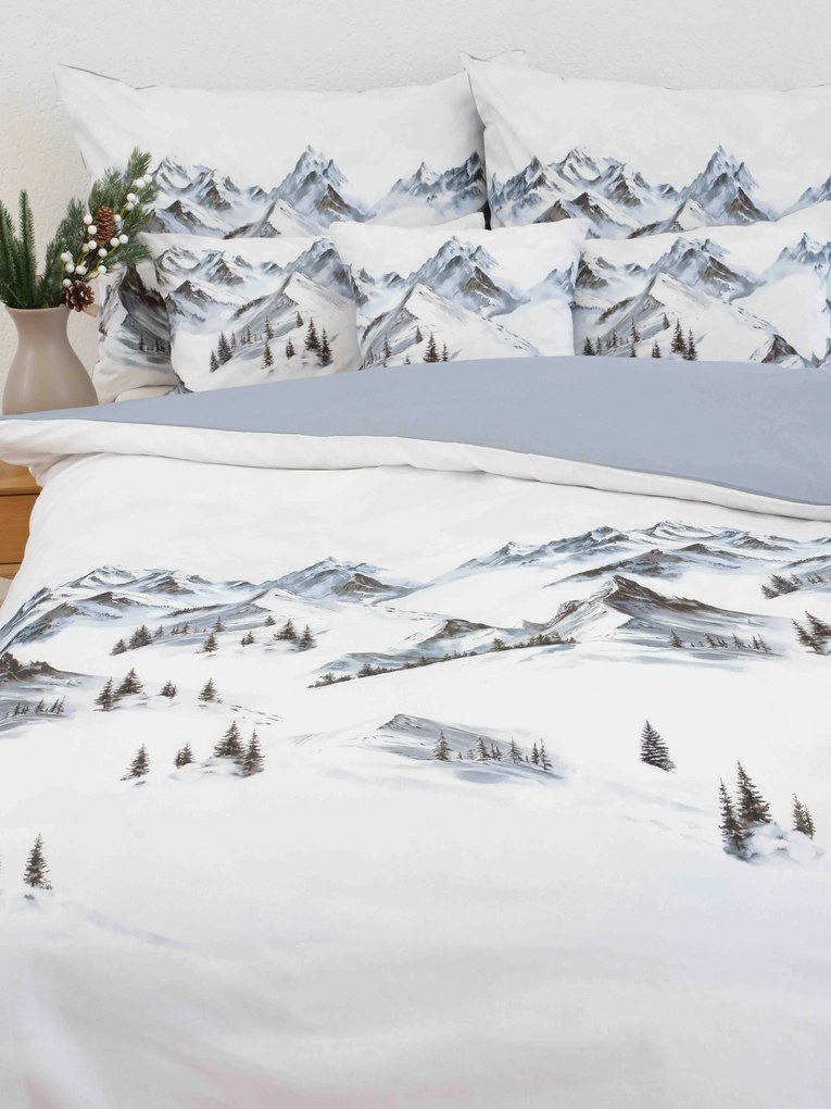 Vianočné predĺžené bavlnené obliečky Renforcé - Hory