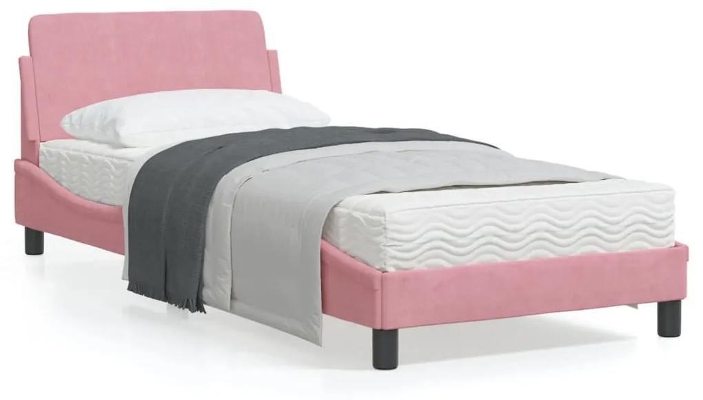 Rám postele s čelom ružový 90x190 cm zamat 373097