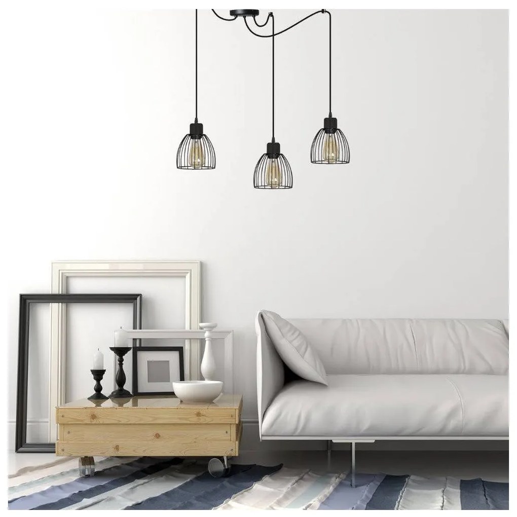 Závesné svietidlo Nuvola Spider, 3x drôtené tienidlo, (mix 4 tvarov tienidla)