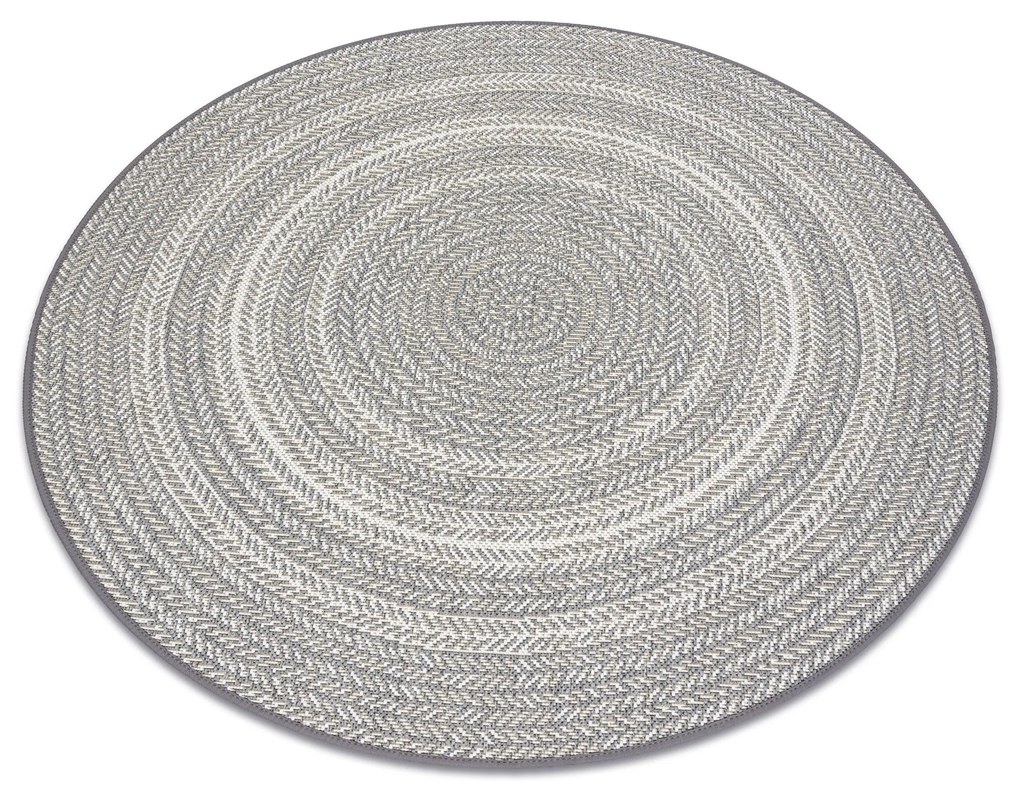 Šnúrkový okrúhly koberec SIZAL FLAT 48837637 Boho, vzor pletený vrkoč, sivý,