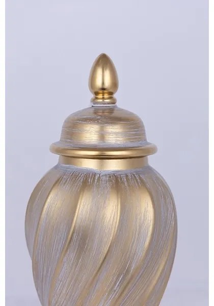 Keramická dóza 40,8x17,5 cm zlatá/šedá