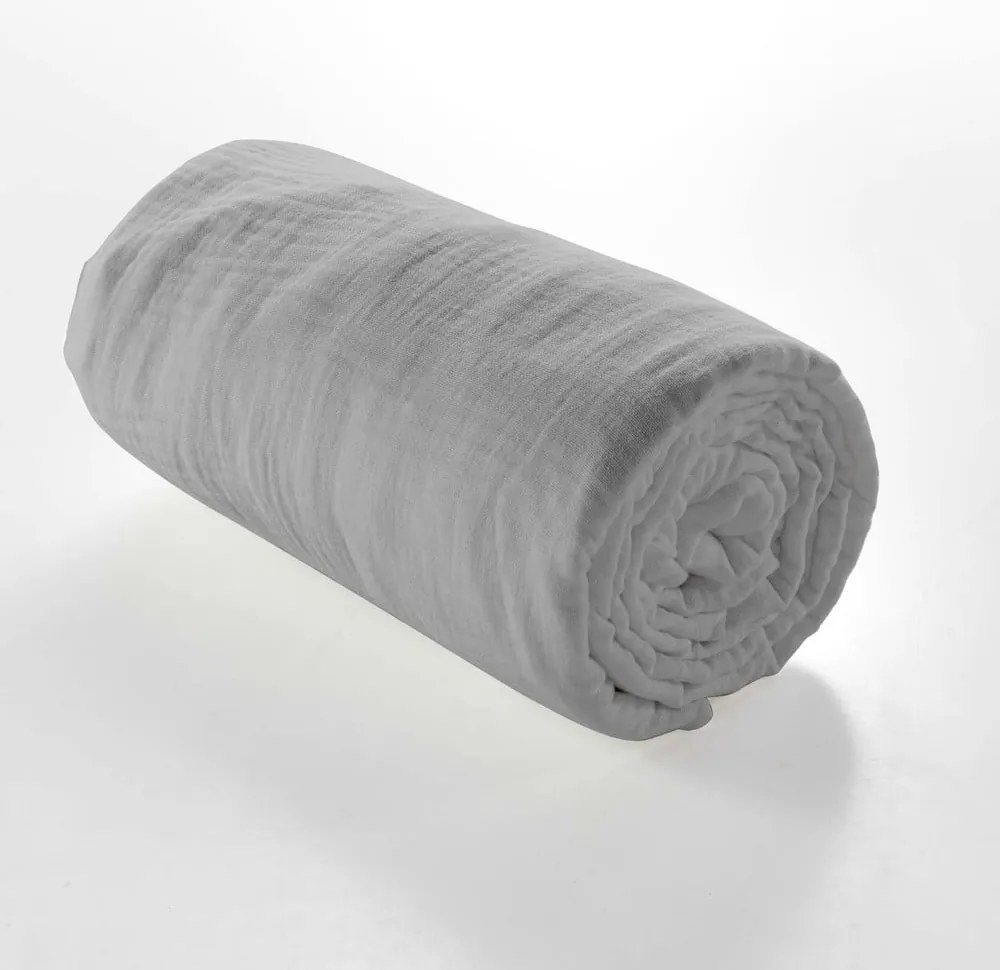 Sivá napínacia mušelínová plachta 160x200 cm Angelia – douceur d'intérieur