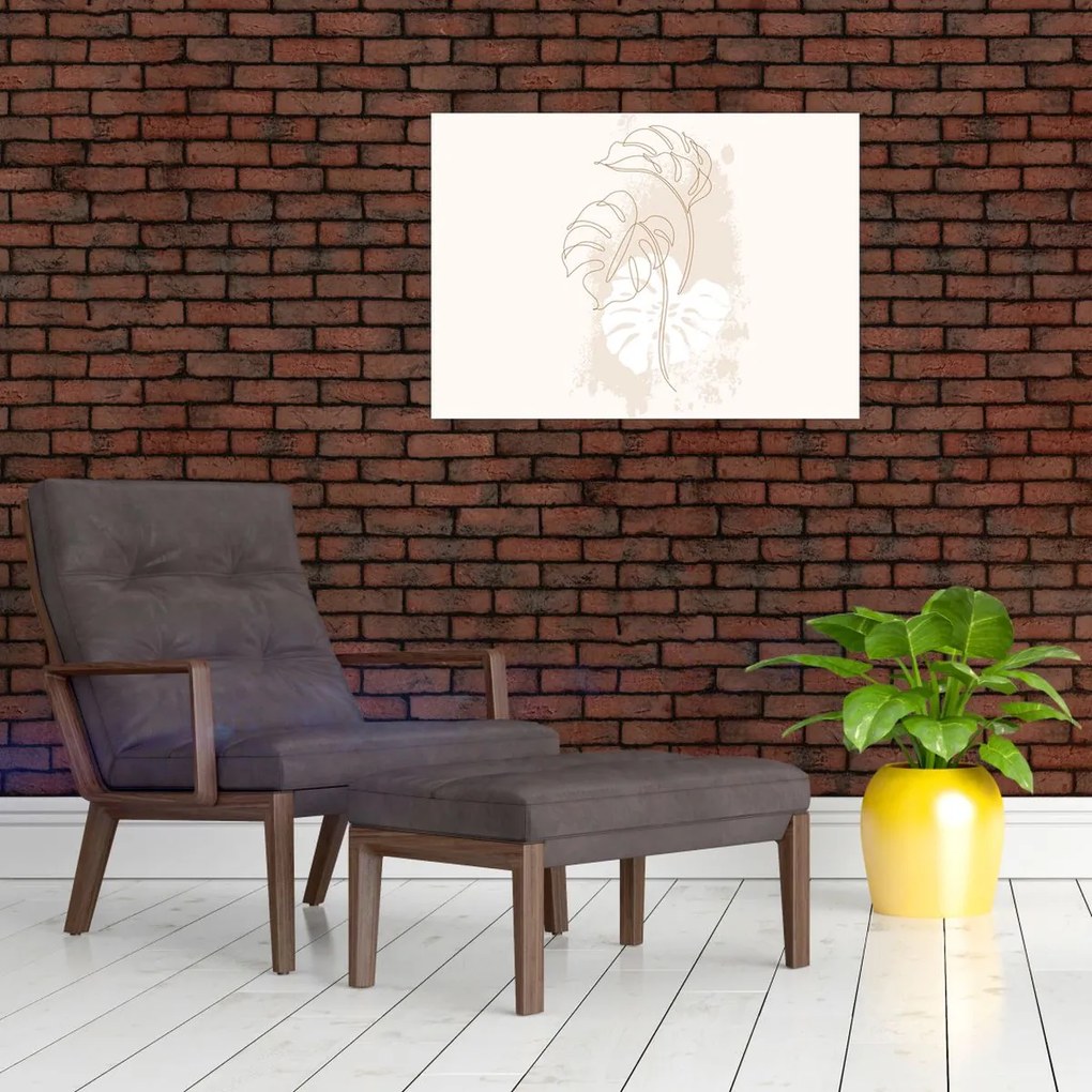 Obraz - Line art monstera N⁰1 (70x50 cm)