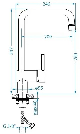 ALVEUS 1150925 - Drezová batéria STELLA 34,7 cm čierna