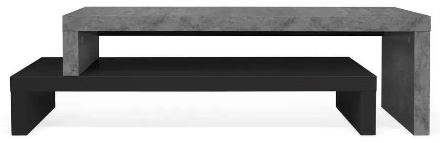 Dvojitý televízny stolík čierny s betónovým dekorom TemaHome Cliff, 125 × 40 cm