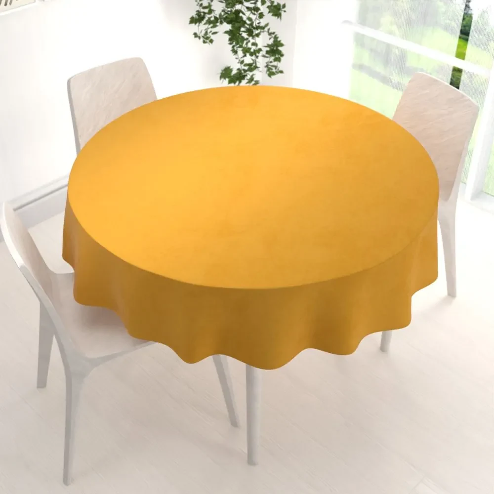Biante Zamatový okrúhly obrus Velvet Premium SVP-037 Zlatisto oranžový Ø 130 cm