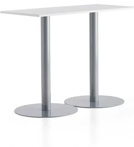 Barový stôl ALVA, 1400x700x1100 mm, strieborná, biela