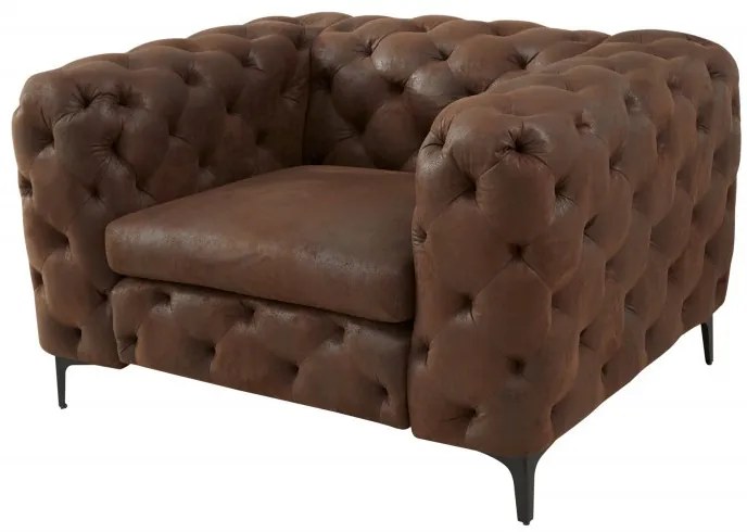 (2811) MODERNO TEMPO Chesterfield kreslo antik hnedé