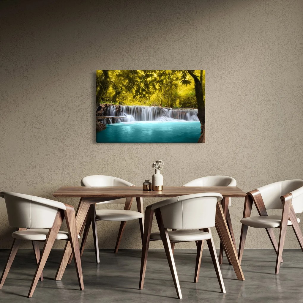 Obraz - Vodopád, s jasnými farbami (90x60 cm)
