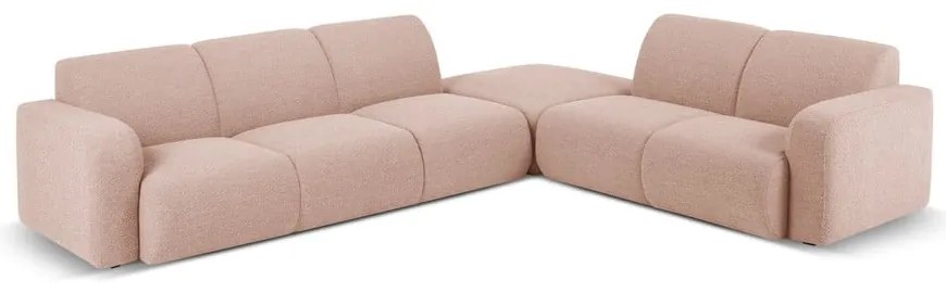 Ružová rohová pohovka z textílie bouclé (pravý roh) Molino – Micadoni Home