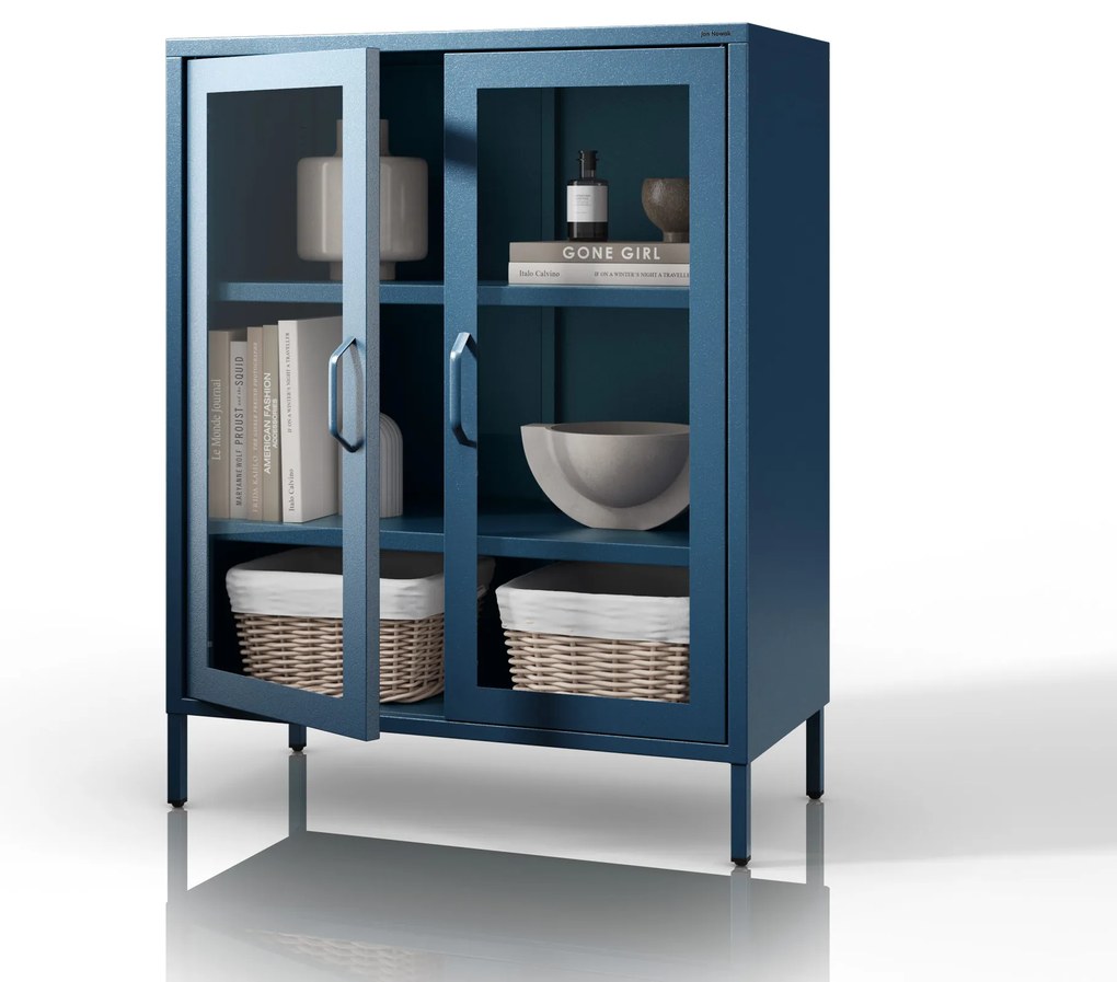 Vitrína GINA, 800 x 1015 x 400 mm, Modern: tmavomodrá farba