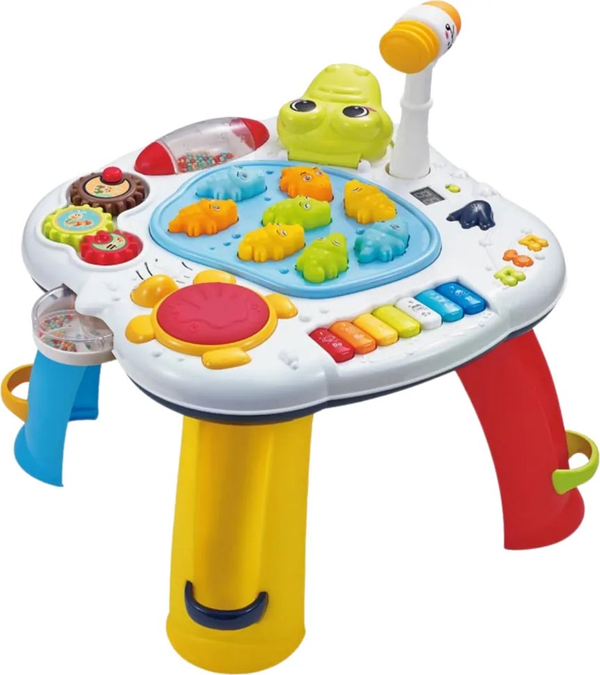 LEAN Toys Interaktívny vzdelávací stolík krokodíl s pianom a bubienkom