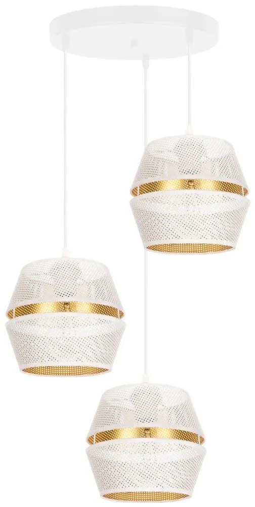 HEXE Luster na lanku PARIS 3xE27/60W/230V pr. 45 cm biela/zlatá HX0057