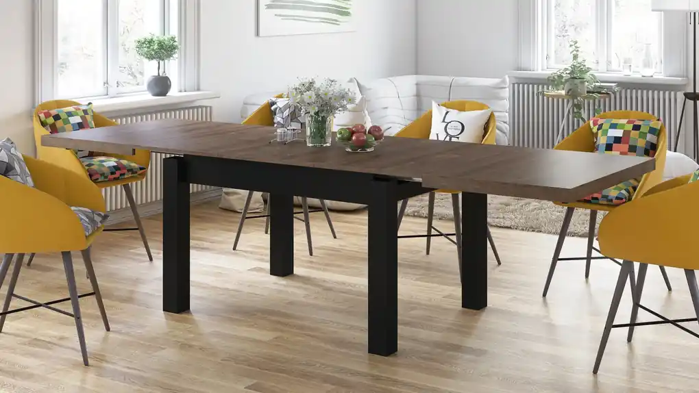 ROYAL jedálenský stôl rozkladací - hnedý dub / čierna, pre 8 osôb | Biano