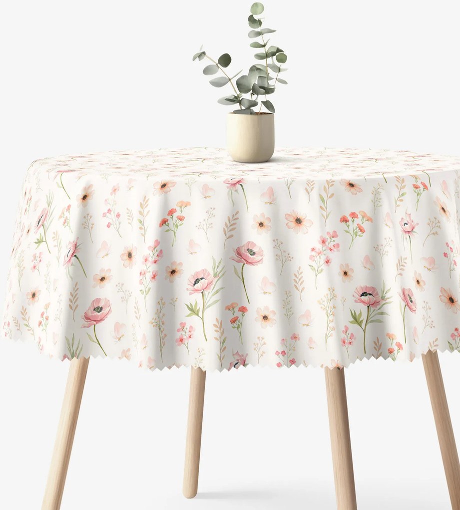 Goldea okrúhly teflónový obrus - ružové kvietky Ø 150 cm