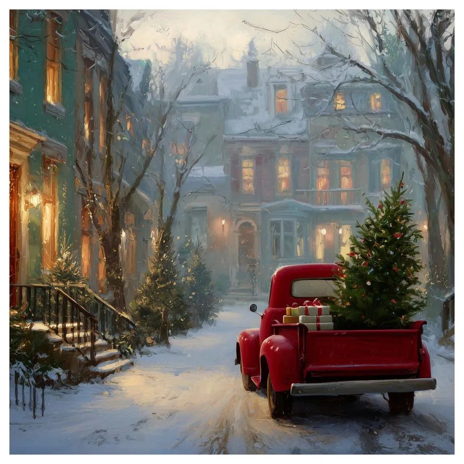 Obraz vianočná atmosféra v zasneženej ulici