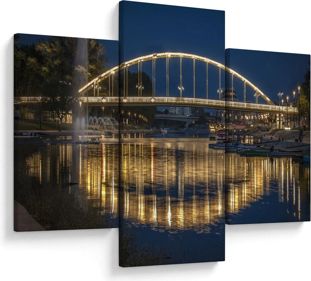 Obraz mosta s fontánou (90x60 cm)
