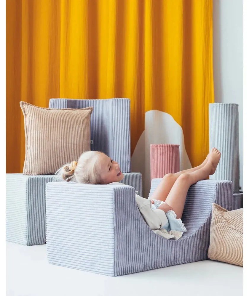 Svetlohnedý menčestrový detský pohovkový vankúš Block – Wigiwama