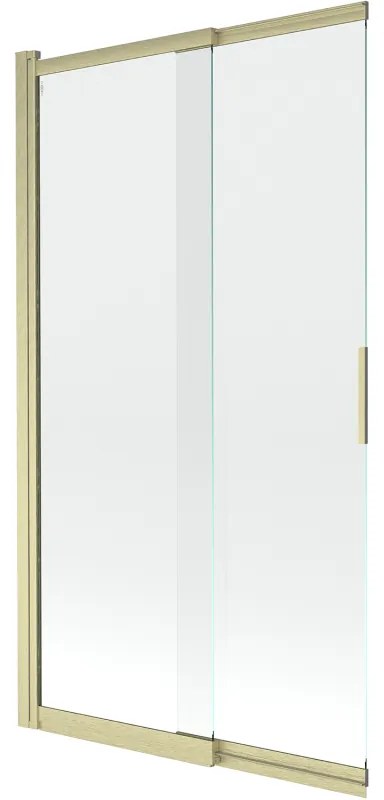 Mexen Fox, 2-krídlová posuvná vaňová zástena 100 × 150 cm, 5mm číre sklo, zlatý matný profil, 891-100-002-55-00