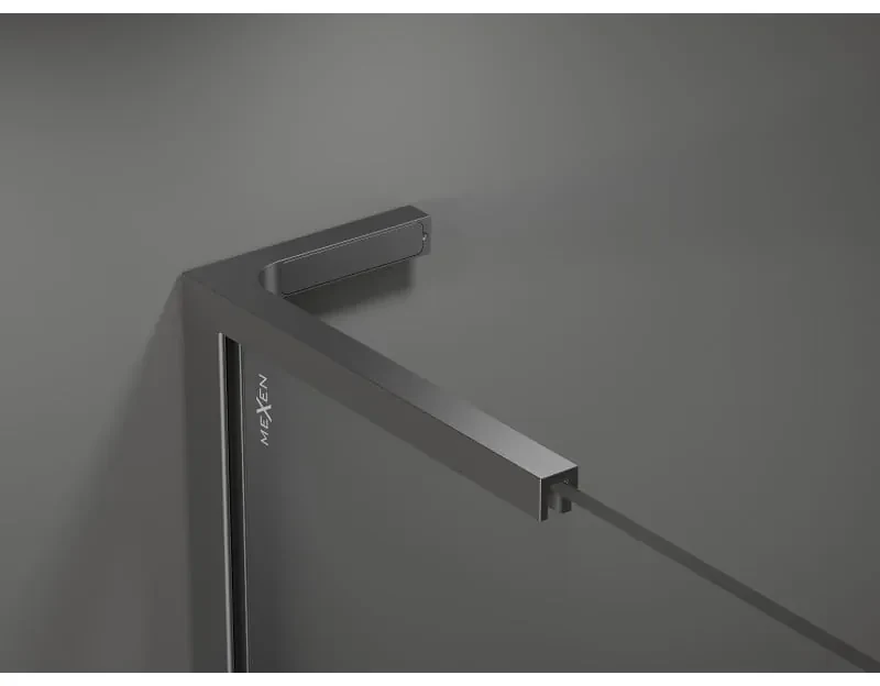 Mexen Kioto L, sprchová zástena Walk-In 90 x 200 cm, 8mm sklo vzor zrkadlo, grafitový profil, 800-090-103-95-50