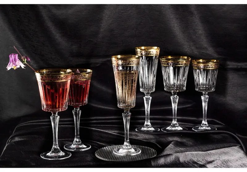 BOHEMIA PRESTIGE DORATO POHÁR NA VÍNO 300ML SADA 6 KS