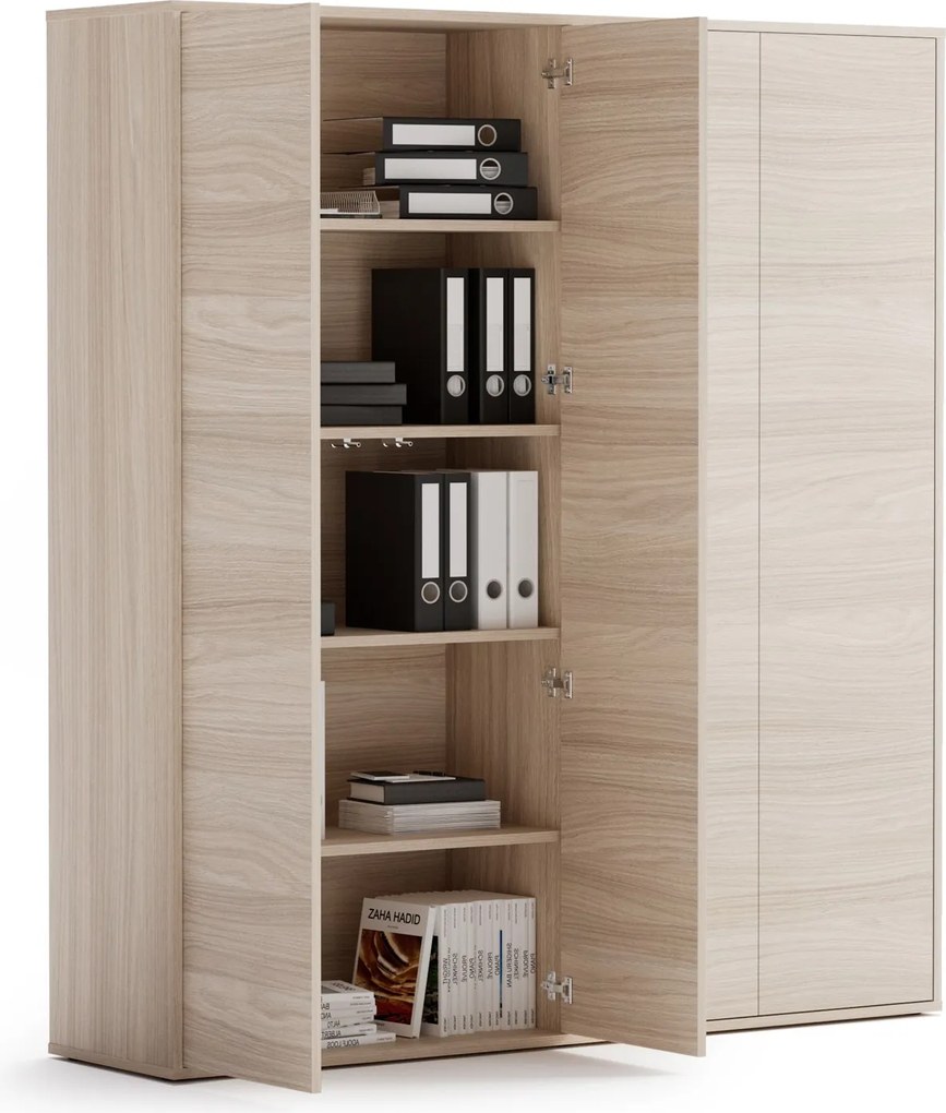 Kancelárska spisová skriňa BLOCK, 4× dvere, 800 × 400 × 1748 mm, dub prírodný
