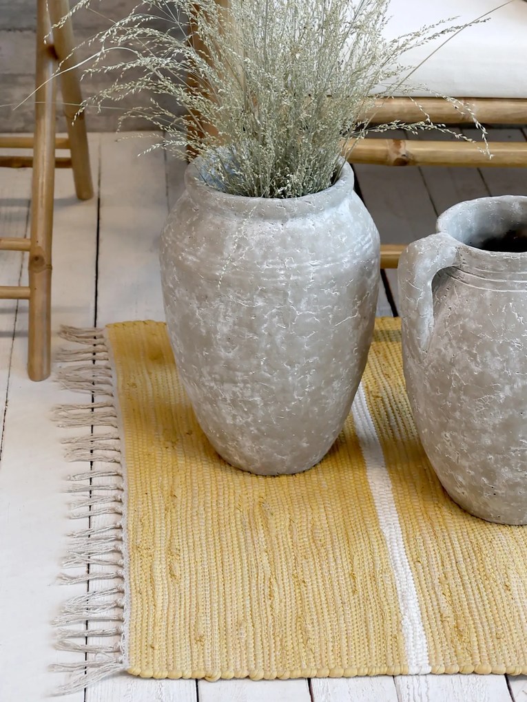 Zelený bavlnený koberec so pruhmi a strapcami Rag - 70*160 cm