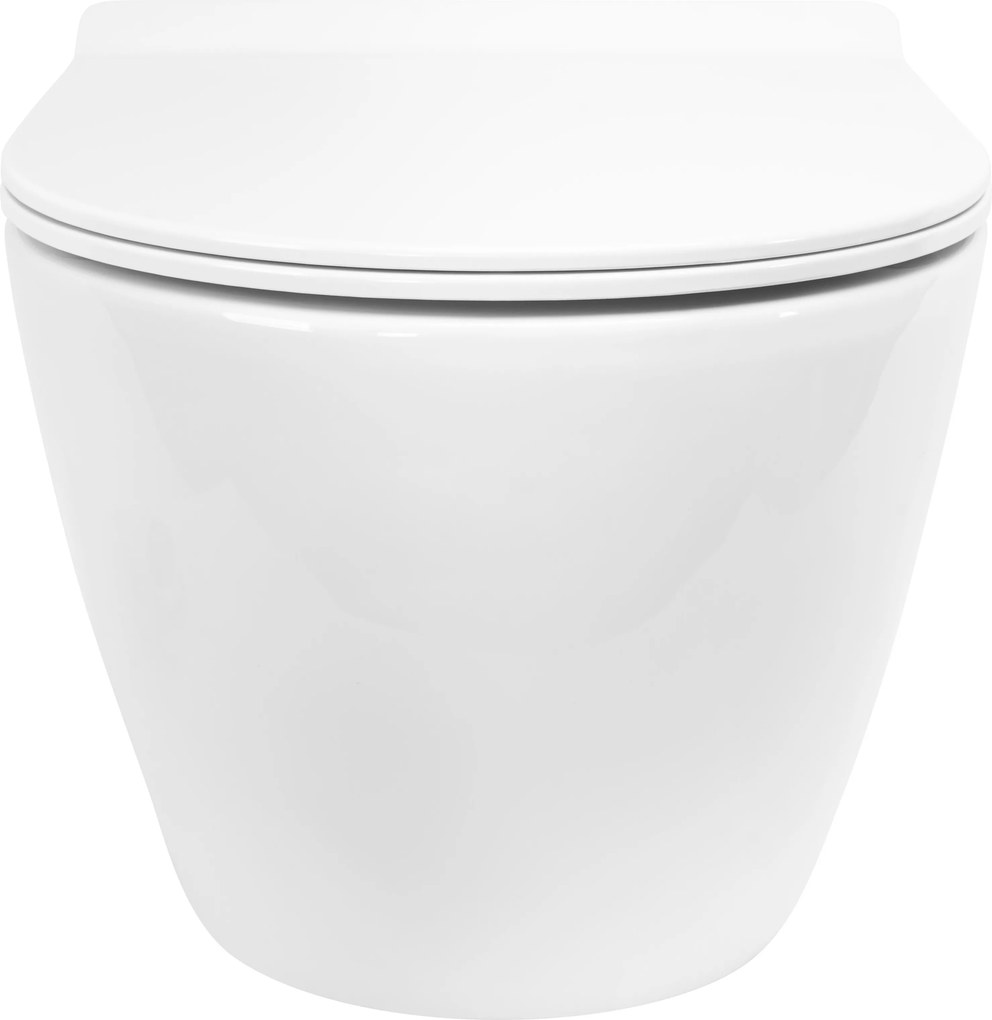 Rea Carter Tornado, Závesná WC misa 490x370x325 mm + WC sedadlo, biela lesklá, REA-C4801