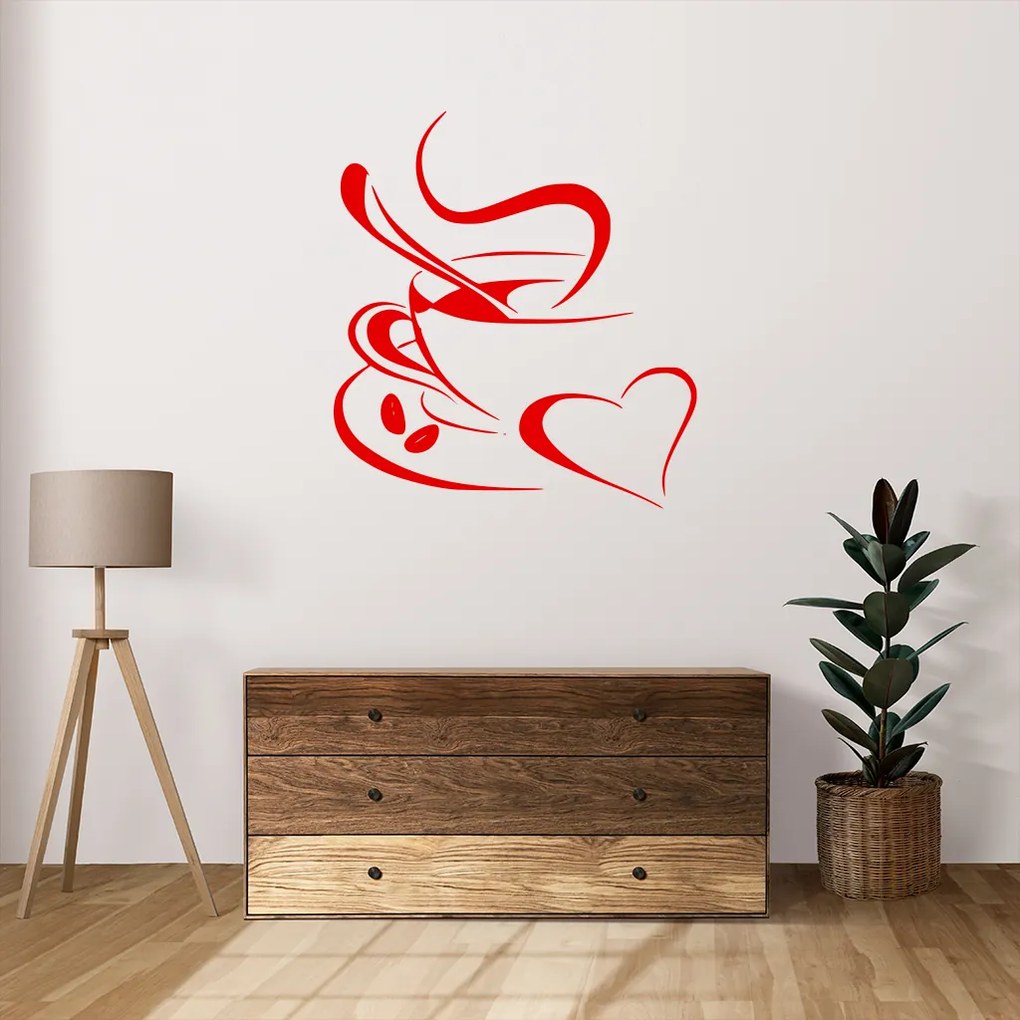Veselá Stena Samolepka Láska ku káve Farba: žlutá, Veľkosť: 100 x 110 cm