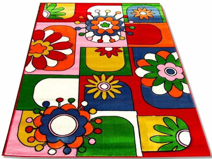 Detský kusový koberec Kvety červený, Velikosti 100x200cm