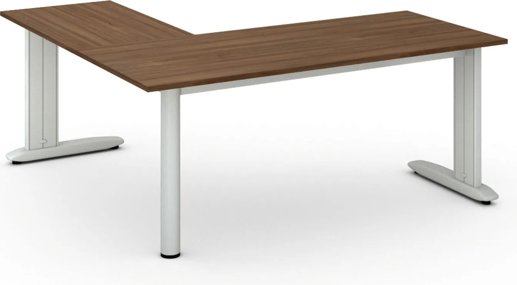 Rohový kancelársky písací stôl PRIMO FLEXIBLE, 180x180 cm, orech