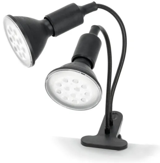 Flexibilná stolná lampa s klipom PLANTY 2xE27/30W/230V čierna