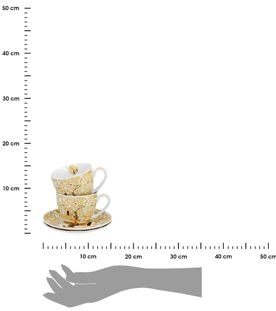 Duo Porcelánová šálka s podšálkou Klimt Ecru Tree Of Life 250 ml sada 2ks
