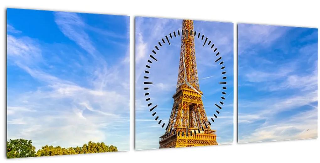 Obraz - Eiffelova veža (s hodinami) (90x30 cm)