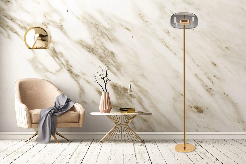 Toolight - podlahová stojaca lampa Reno E27, 300216, zlatá, OSW-09853